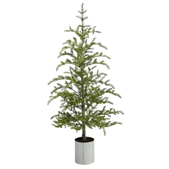 5.5ft. Pre-Lit Pine Artificial Christmas Tree in Decorative Planter, Clear Lights
